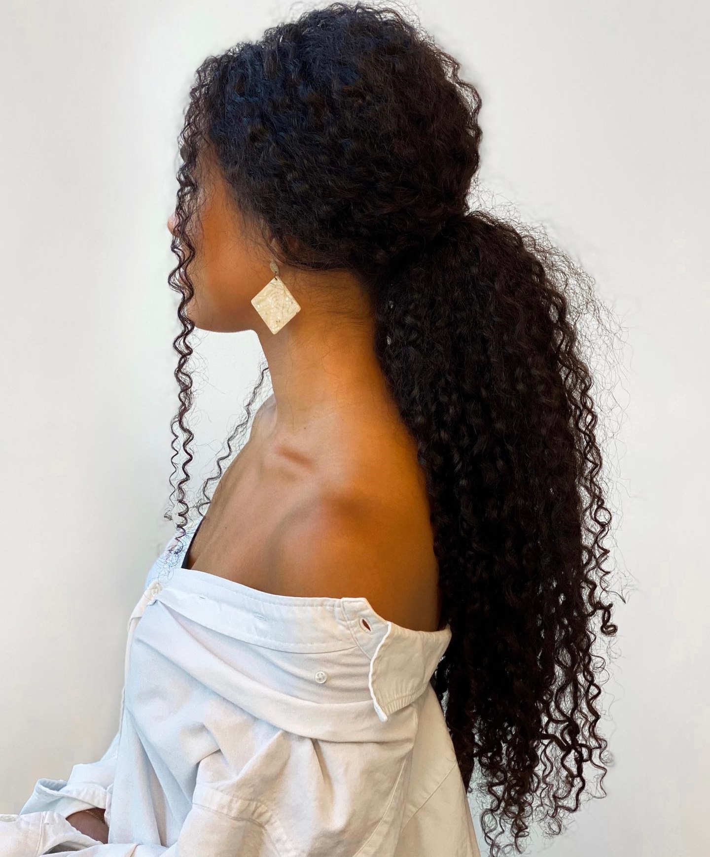 Curly Long Black Ponytail