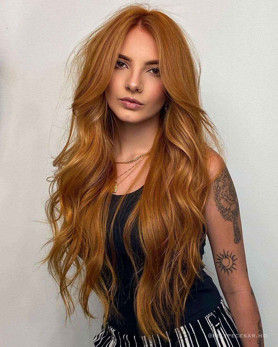 Light Auburn Long Wavy Hair