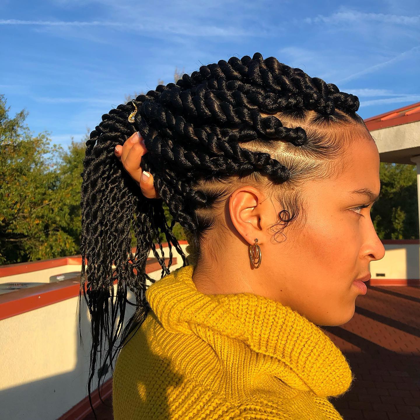 Medium Rope Twist Hairstyle on Black Hair