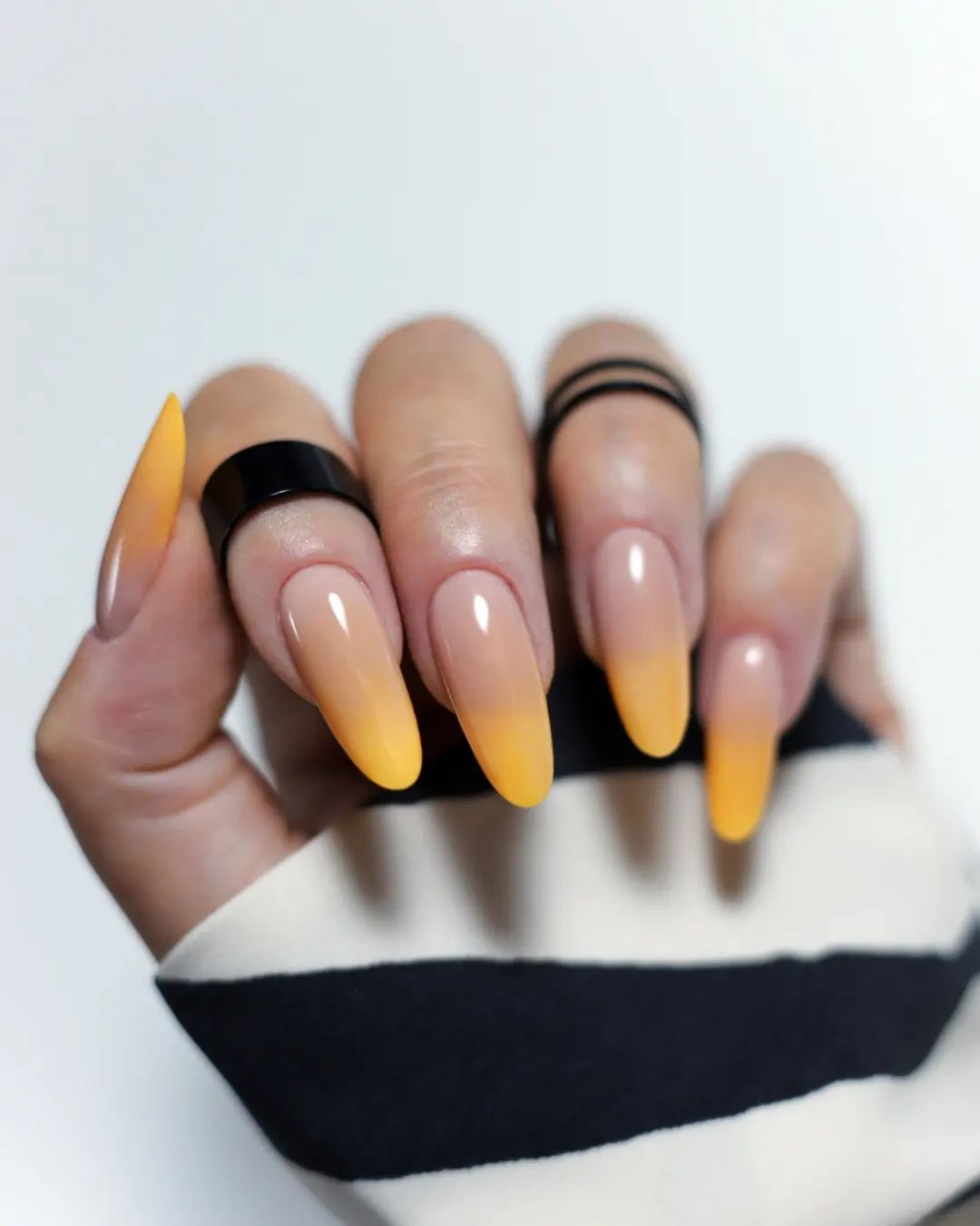 Nude to Orange Ombre Nails