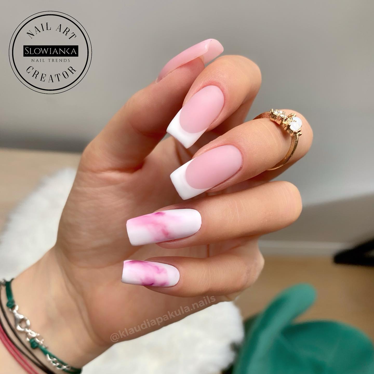 Pink and White Nail Polish Design
