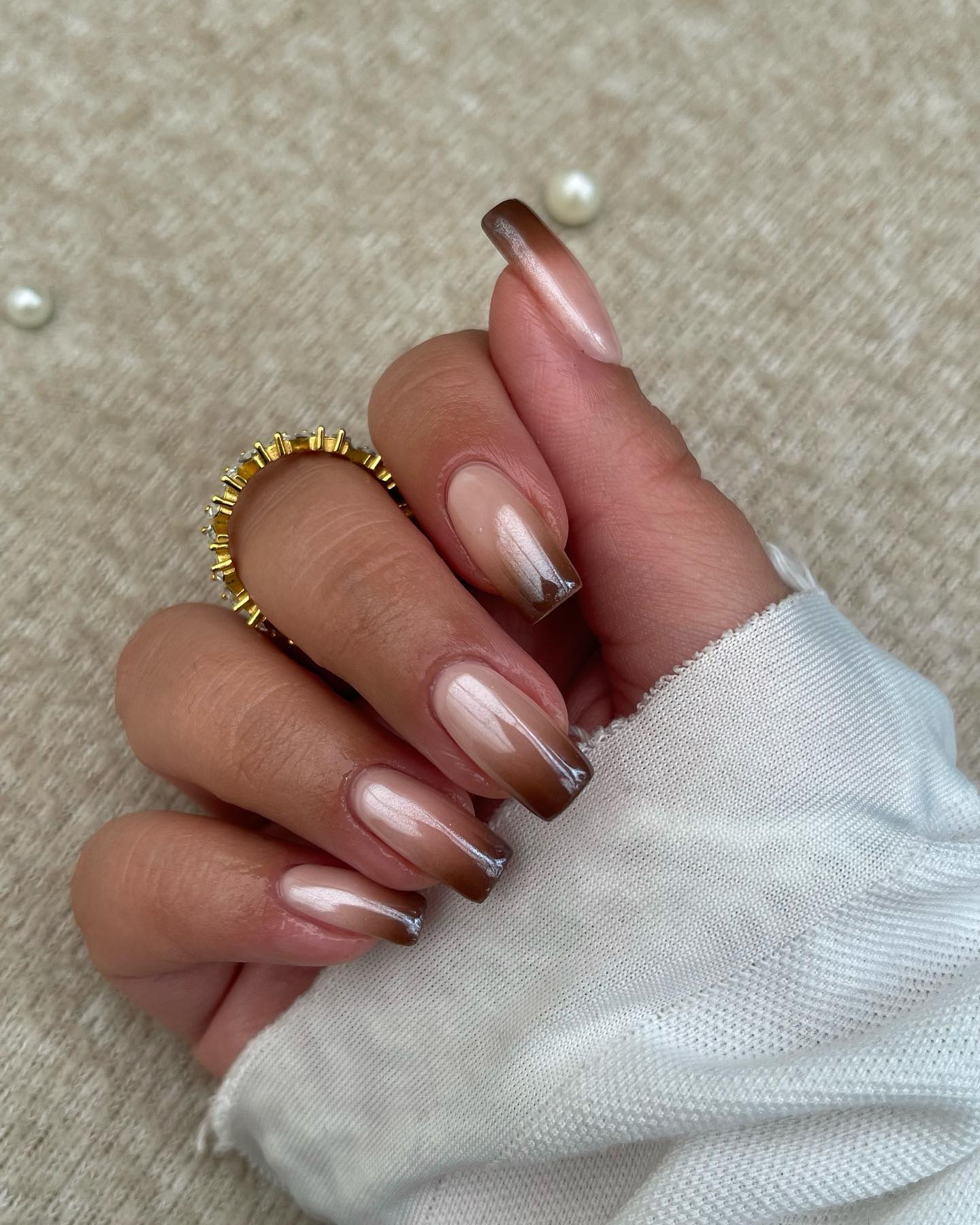 Short Brown Ombre Nails