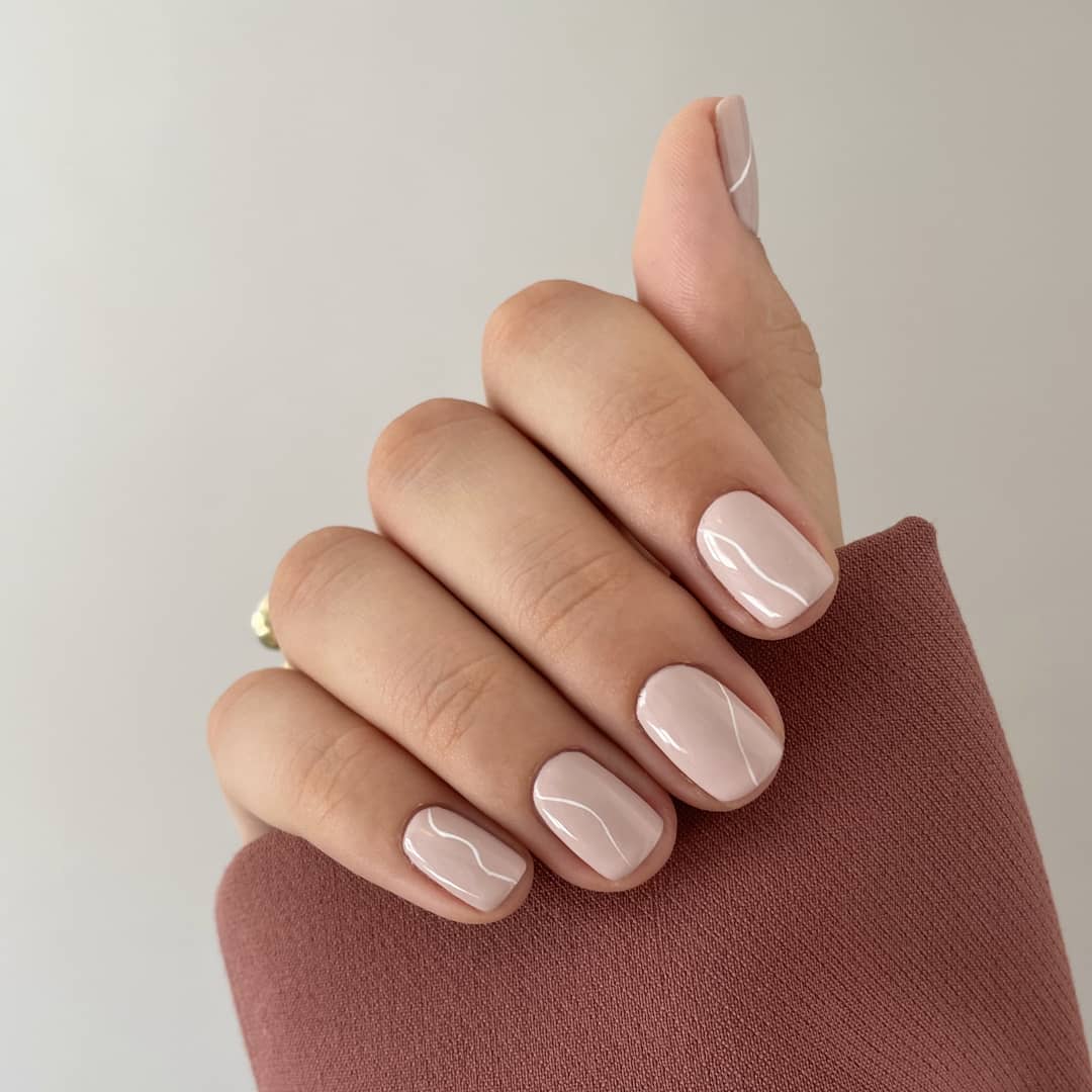 Short Light Beige Nails