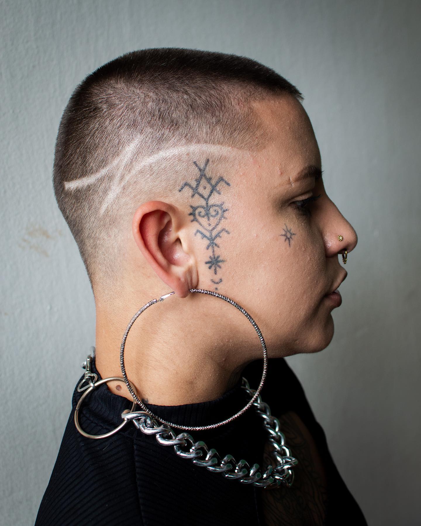 Tapered Fade Buzz Cut with Pattern on the Side