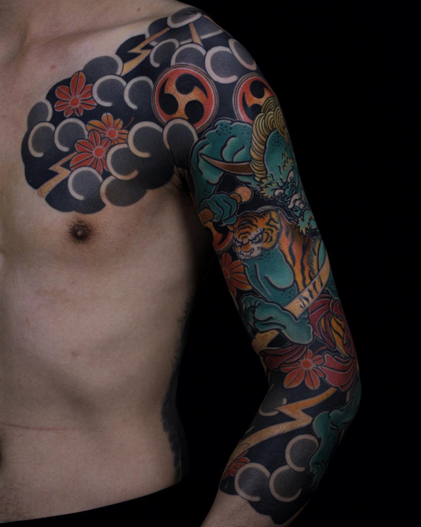 Chinese Full Arm Full Sleeve Temporary Tattoo Black and Gray  Etsy Hong  Kong