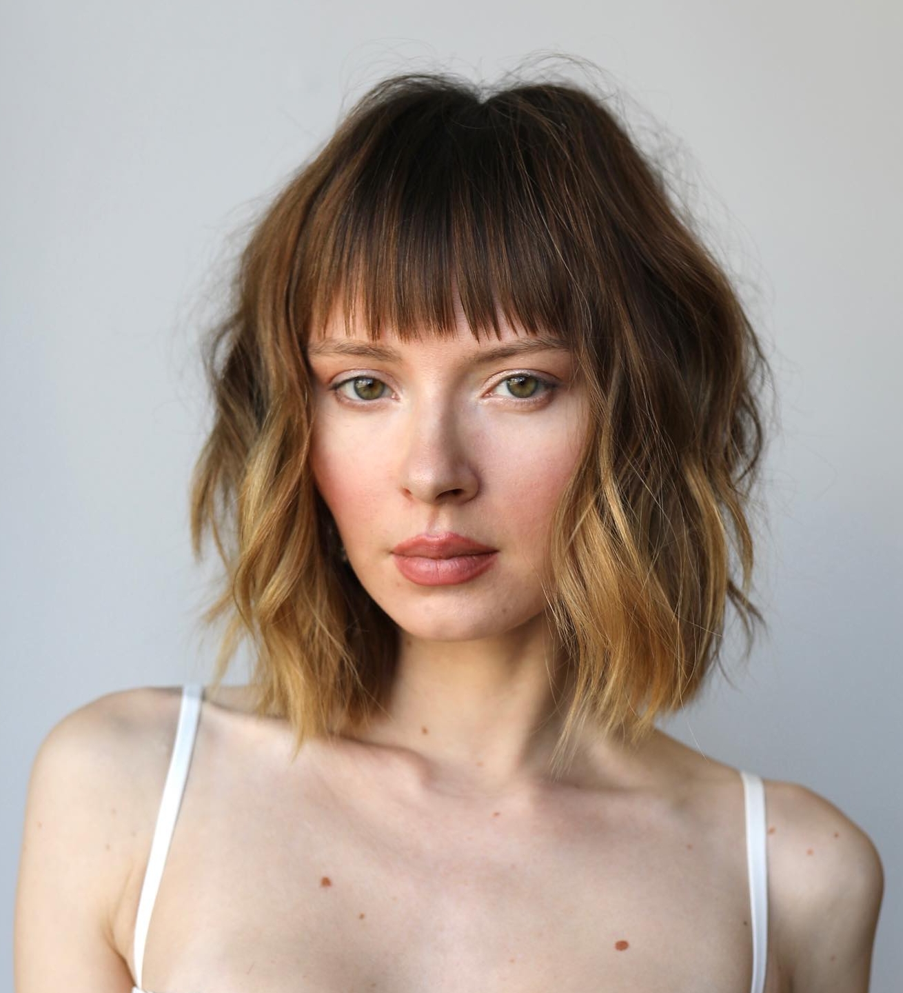 Wavy Bob With Bangs For Fine Thin Hair