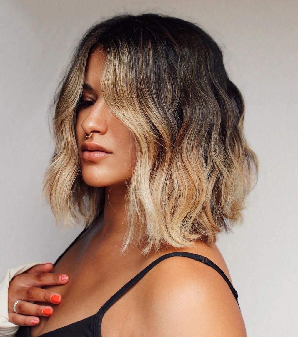 Dirty Blonde Color on Textured Bob Cut