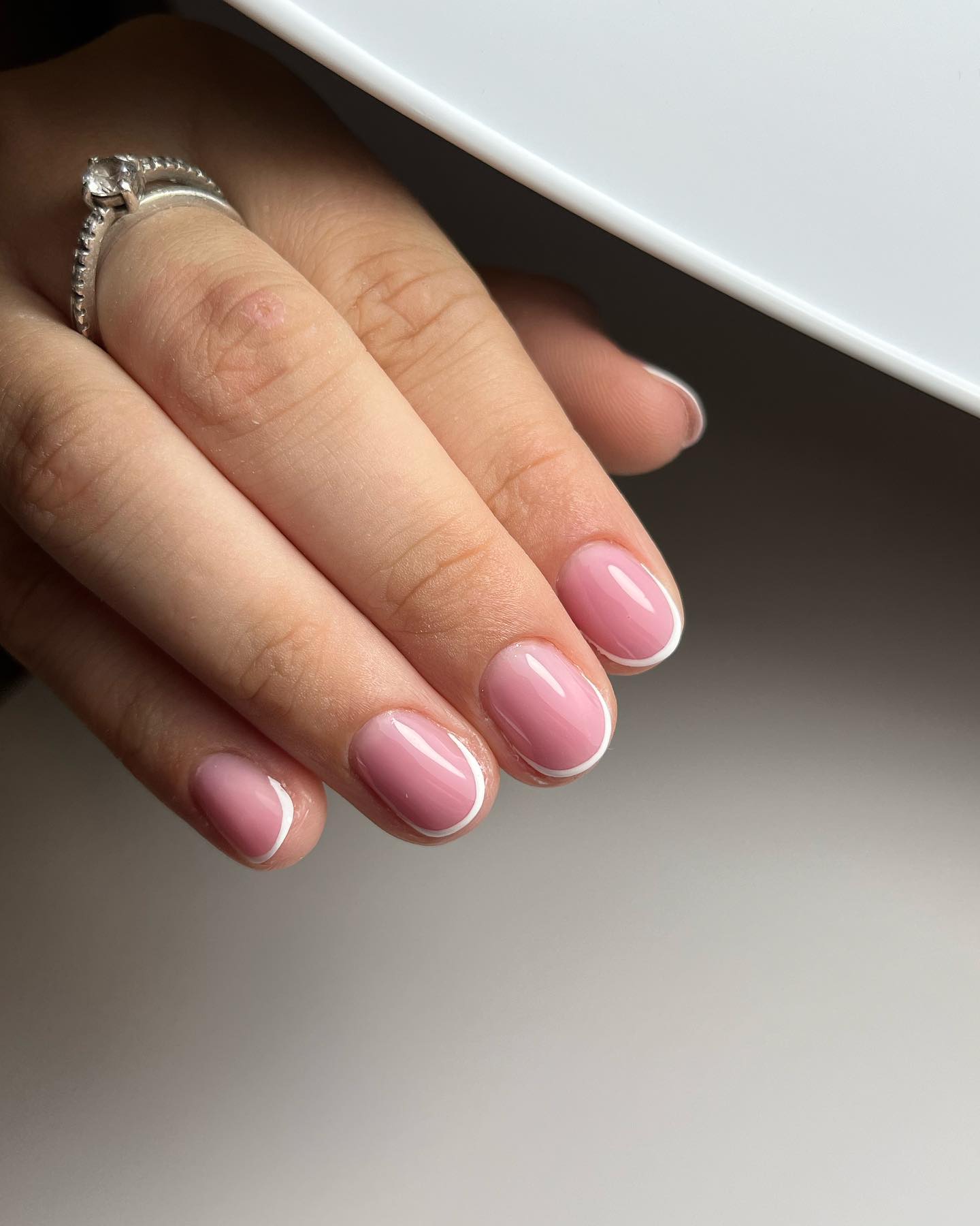 French Manicure on Short Oval Nails