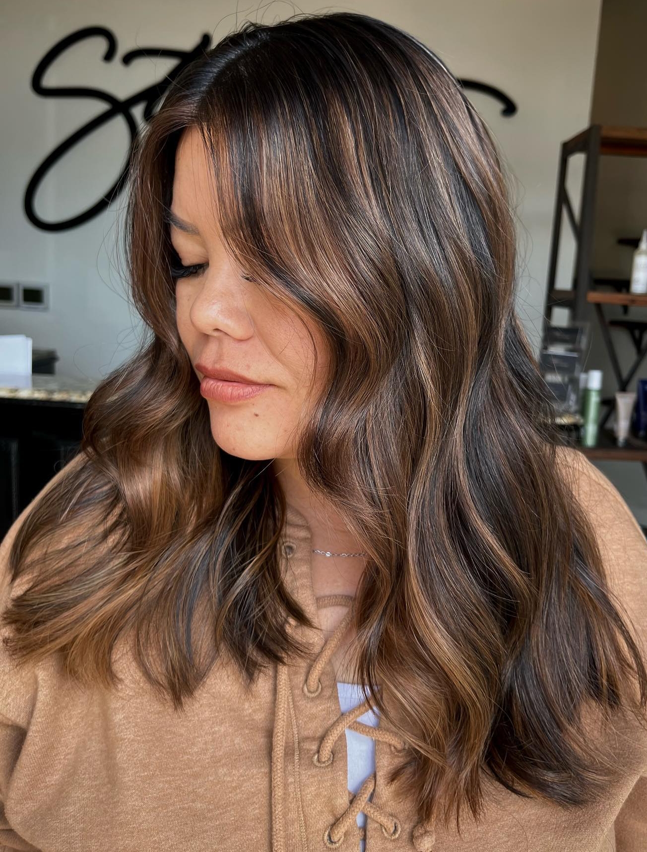 Highlights and Lowlights on Long Straight Brown Hair