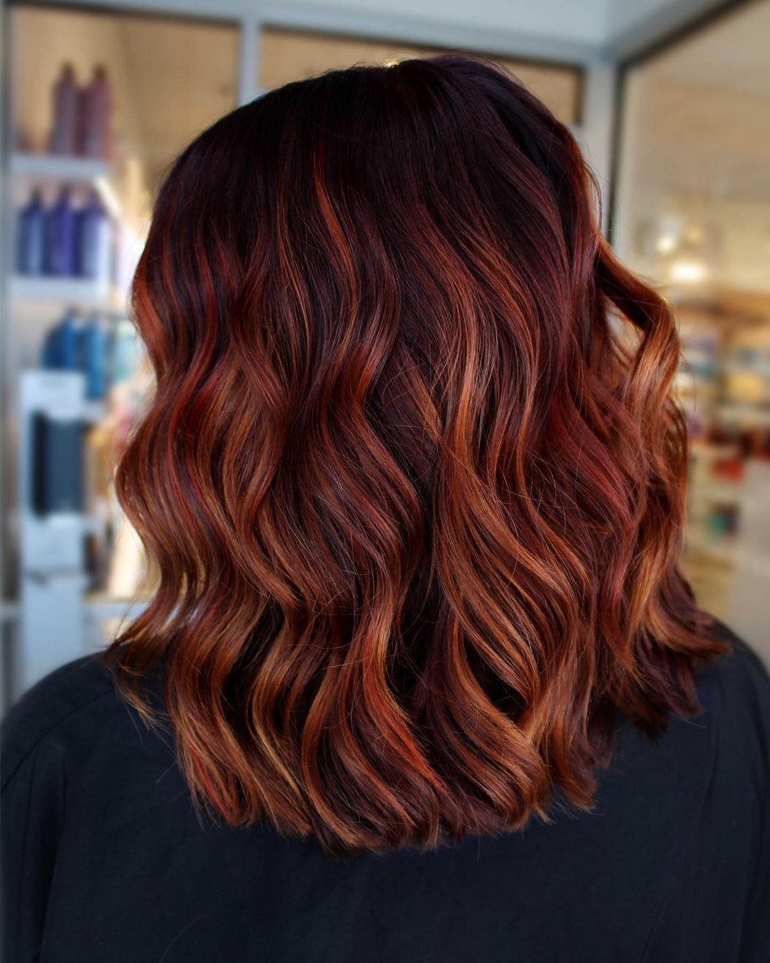Medium Length Brown Hair With Red Highlights