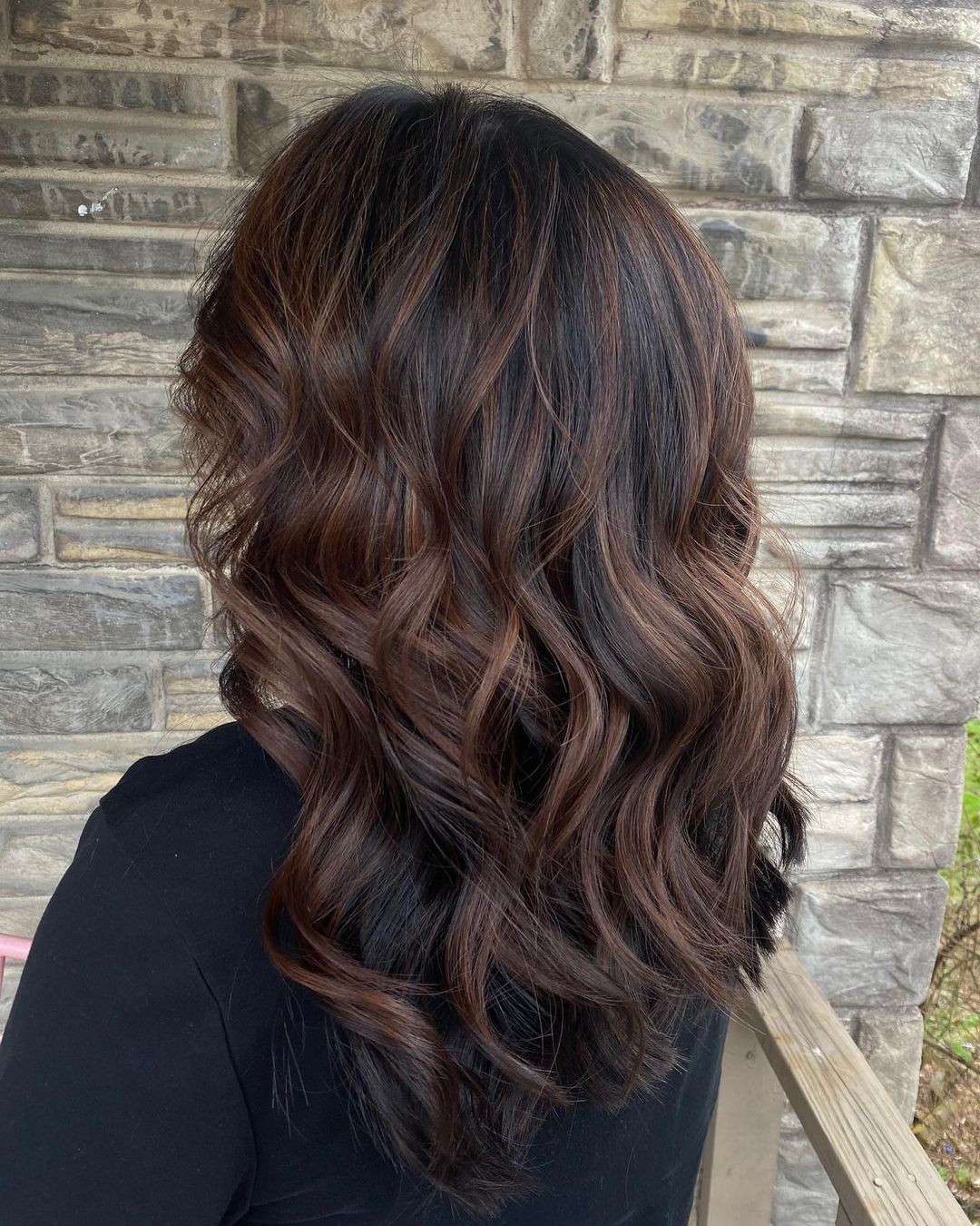 Medium Length Chocolate Brown Hair with Chestnut Highlights