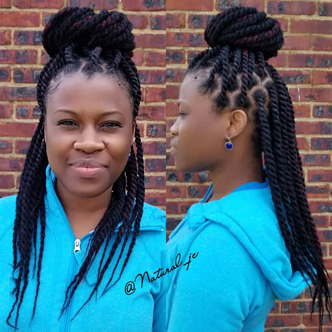 Medium Length Rope Twist with High Bun