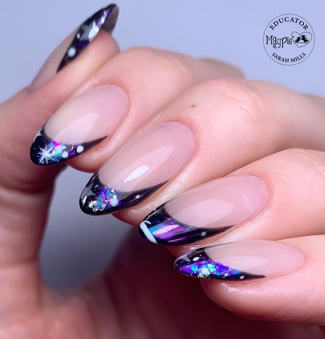 Short Galaxy French Nails