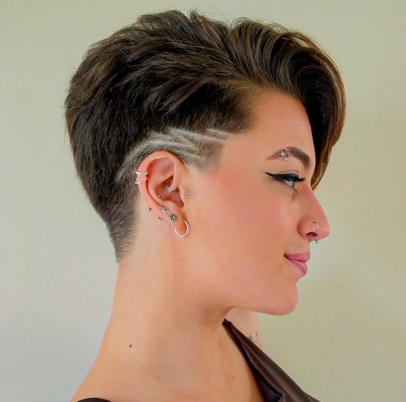 Short Pixie Undercut with Side-Swept Bang