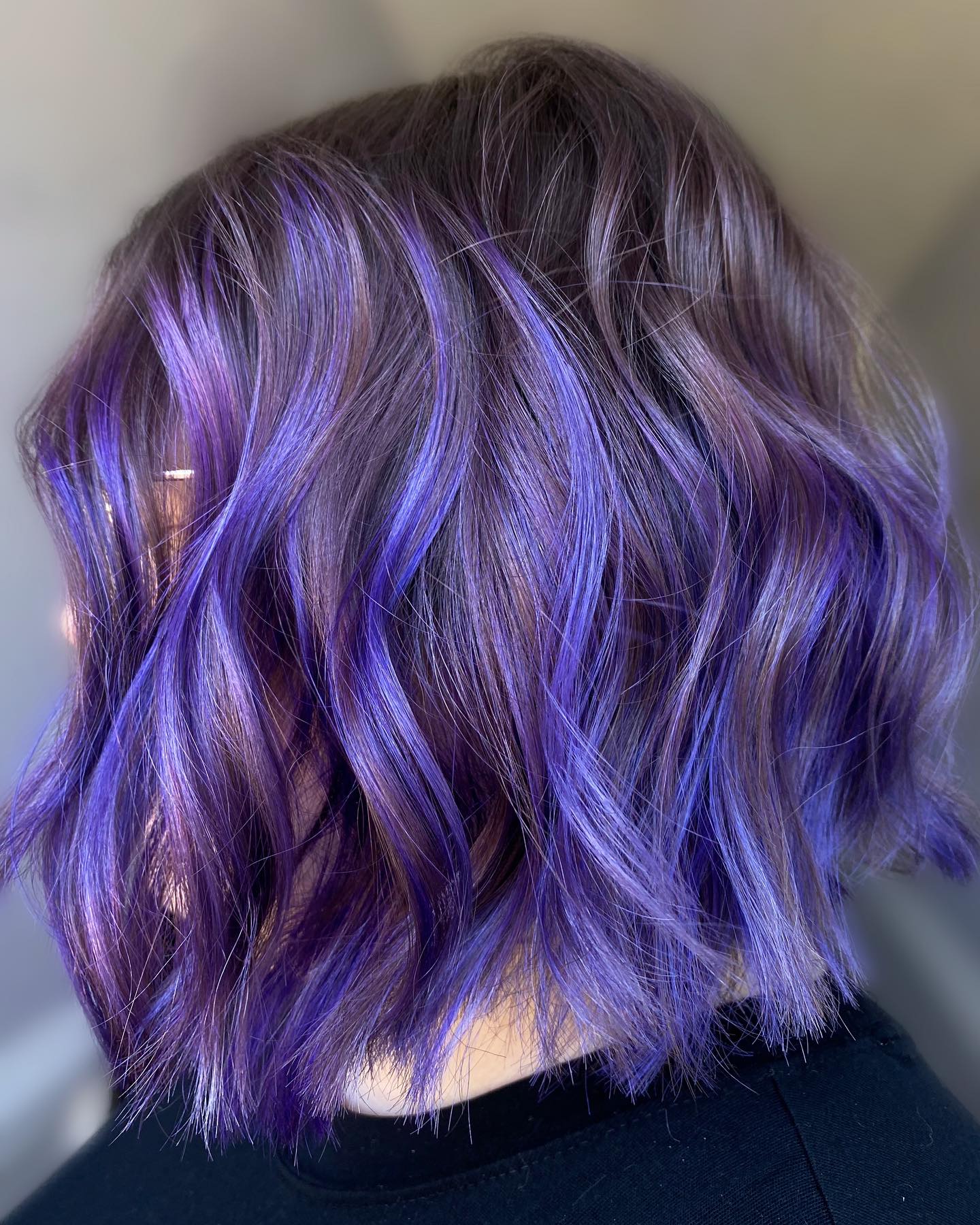 Wavy Bob with Dark Lavender Highlights