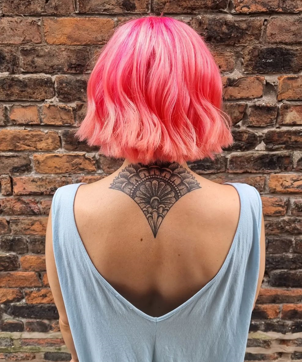 Back Neck Abstract Tattoo for Women