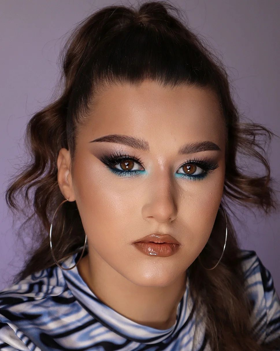 Blue Eyeshadow on Lower Lid Makeup for Brown Eyes