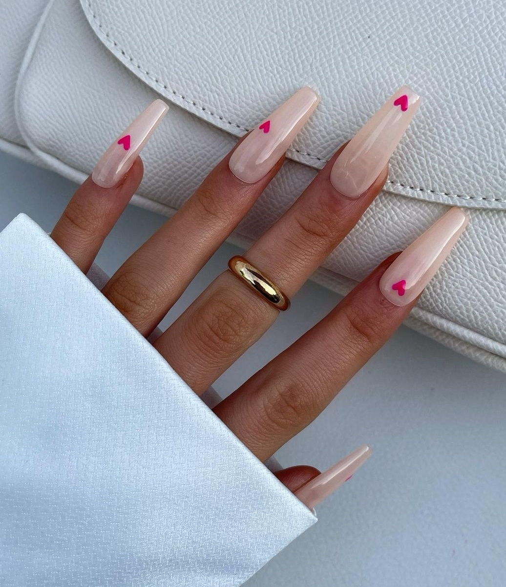 Clear Nails with Heart-Shaped Press-on