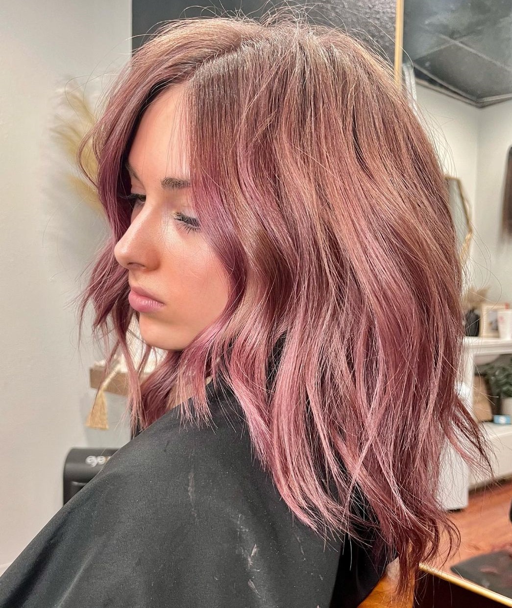 Dusty Pink Medium-Length Hair