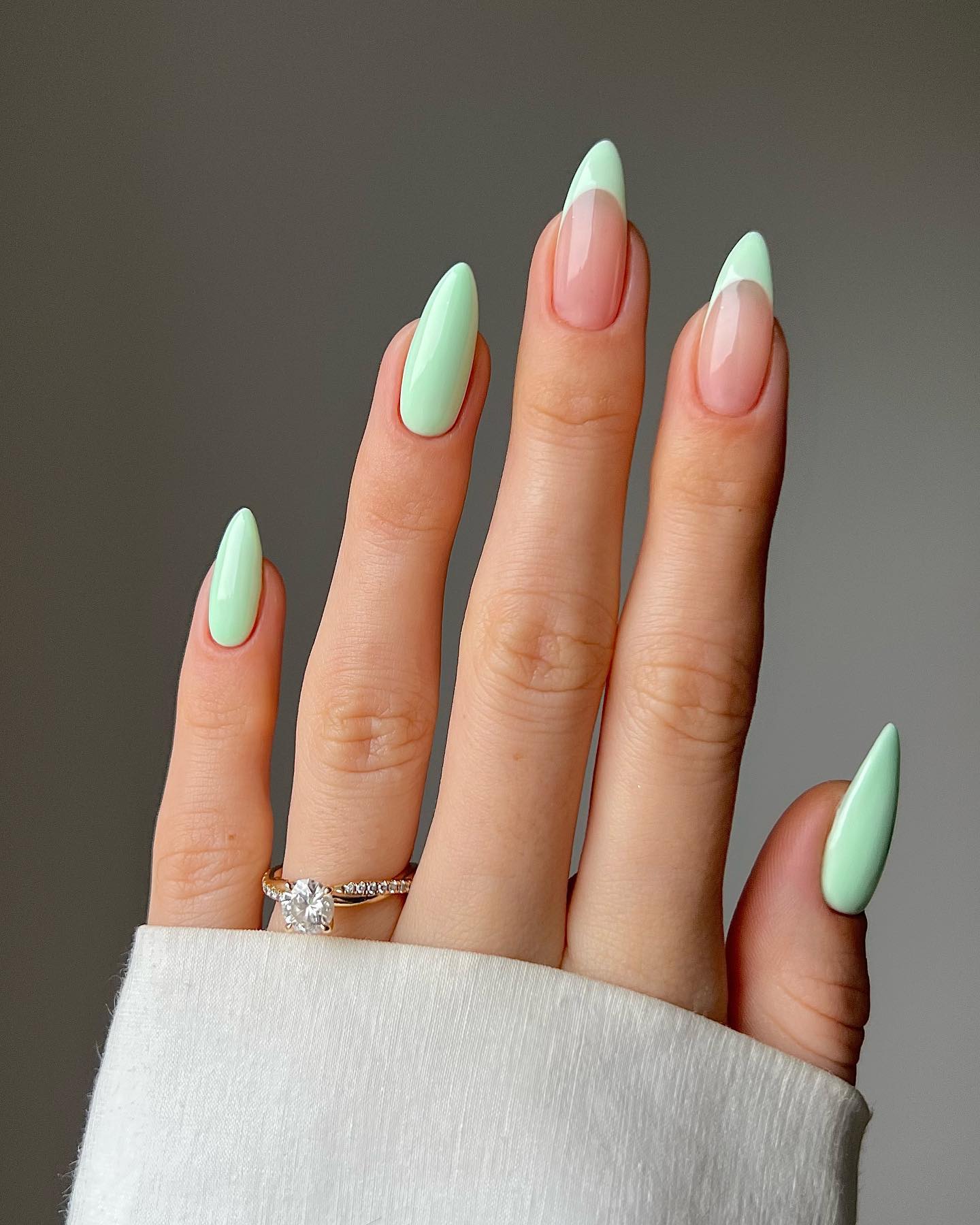 Light Green French Nail Tips