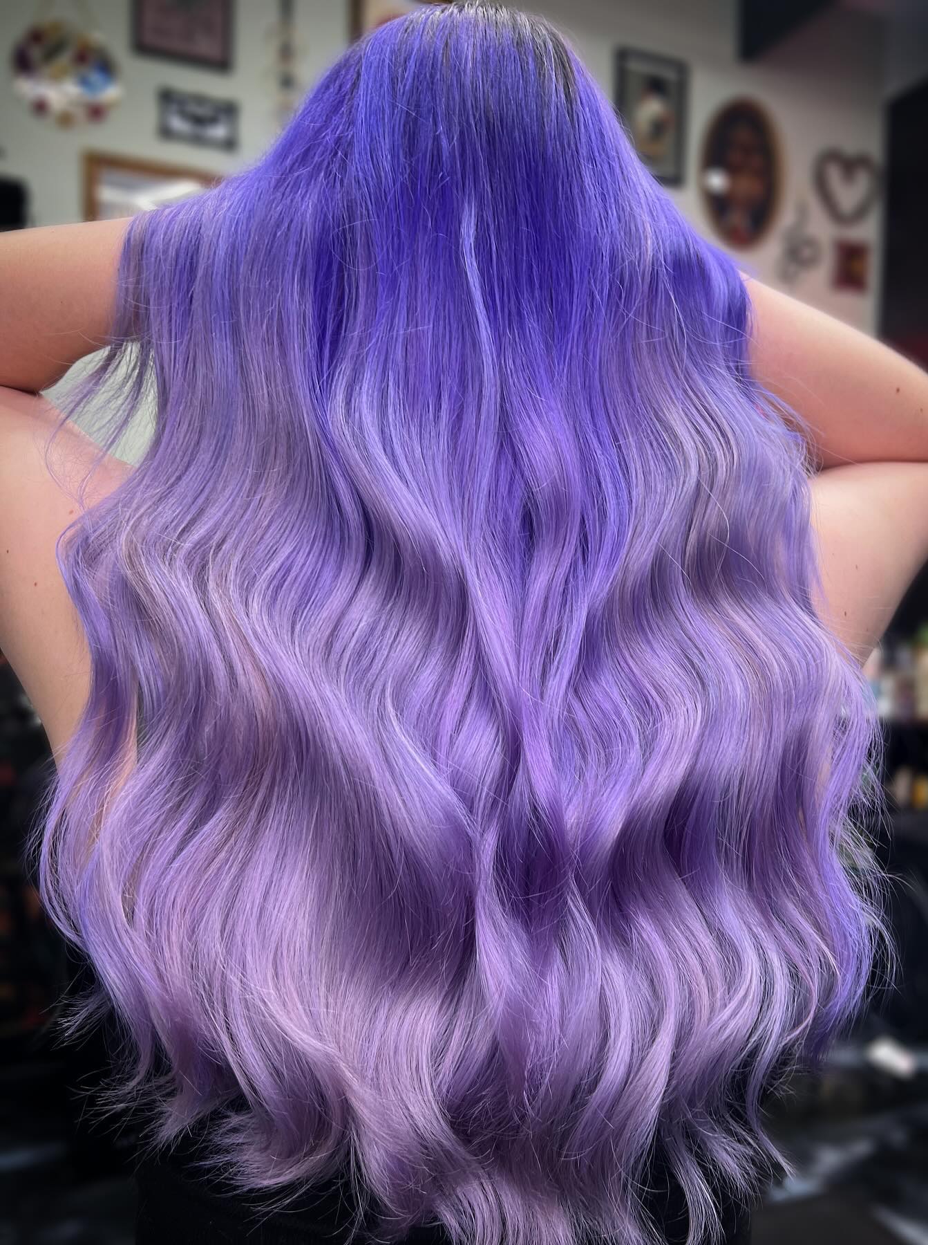 Long Wavy Bright Lavender Hair