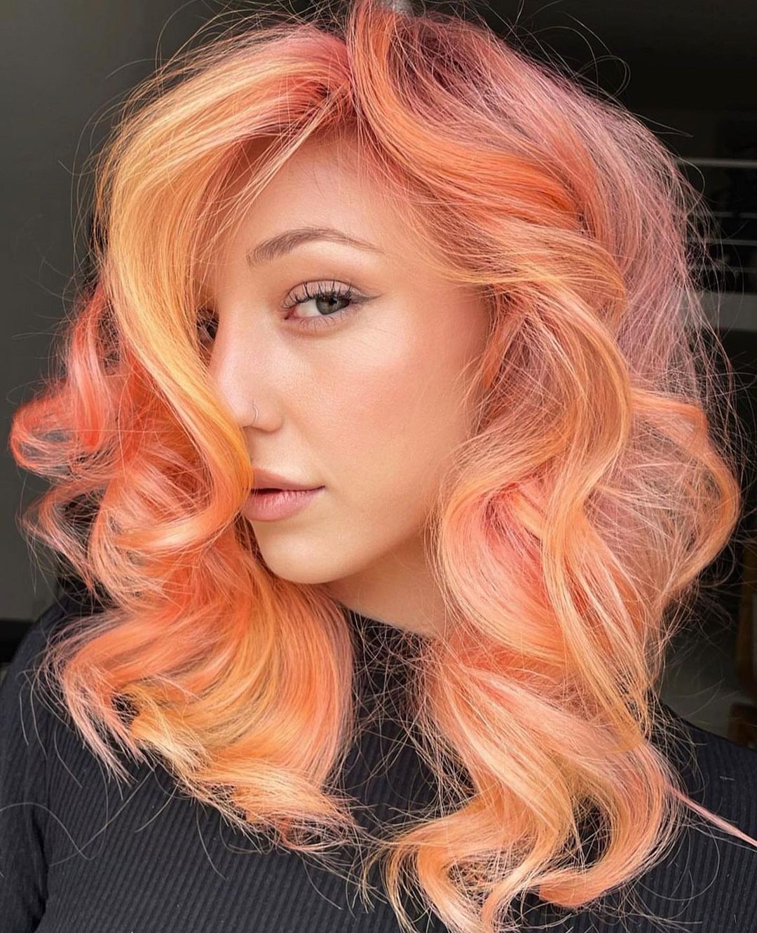 Orange and Peach Shades on Blonde Hair