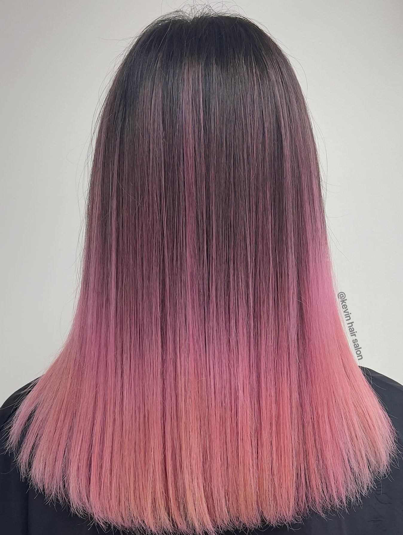Rose Gold Ombre on Dark Straight Hair