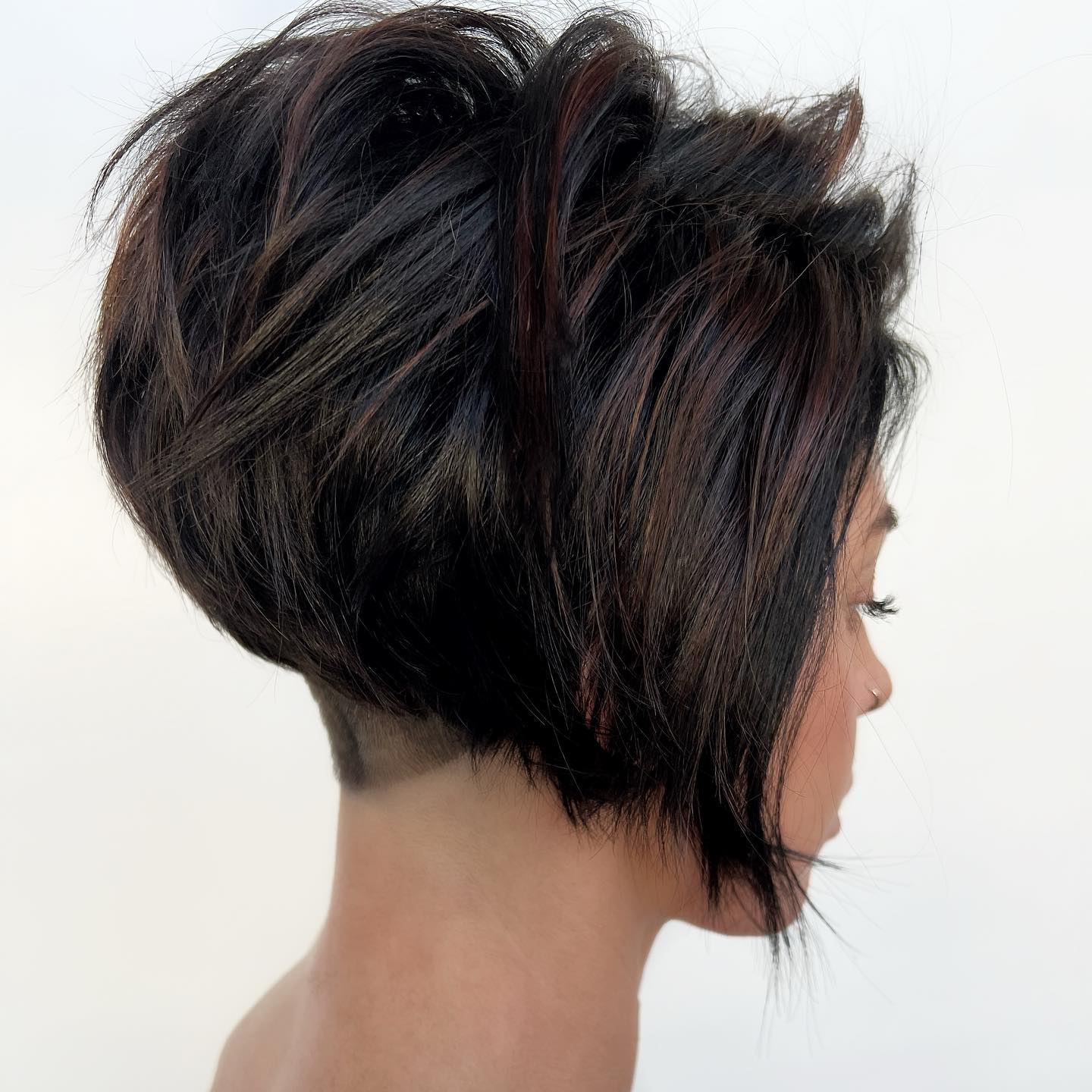 Short Undercut Bob Brunette