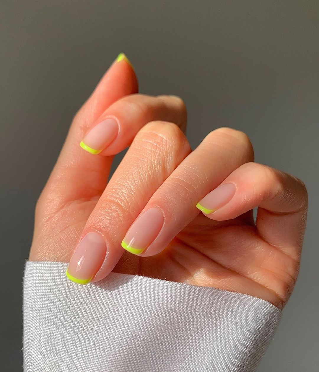 Short Yellow Gel French Nail Tips