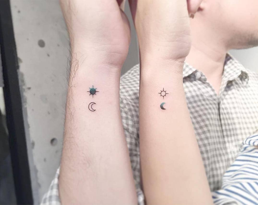 Sun And Moon Couple Tattoo Designs To Symbolize Opposites Attract