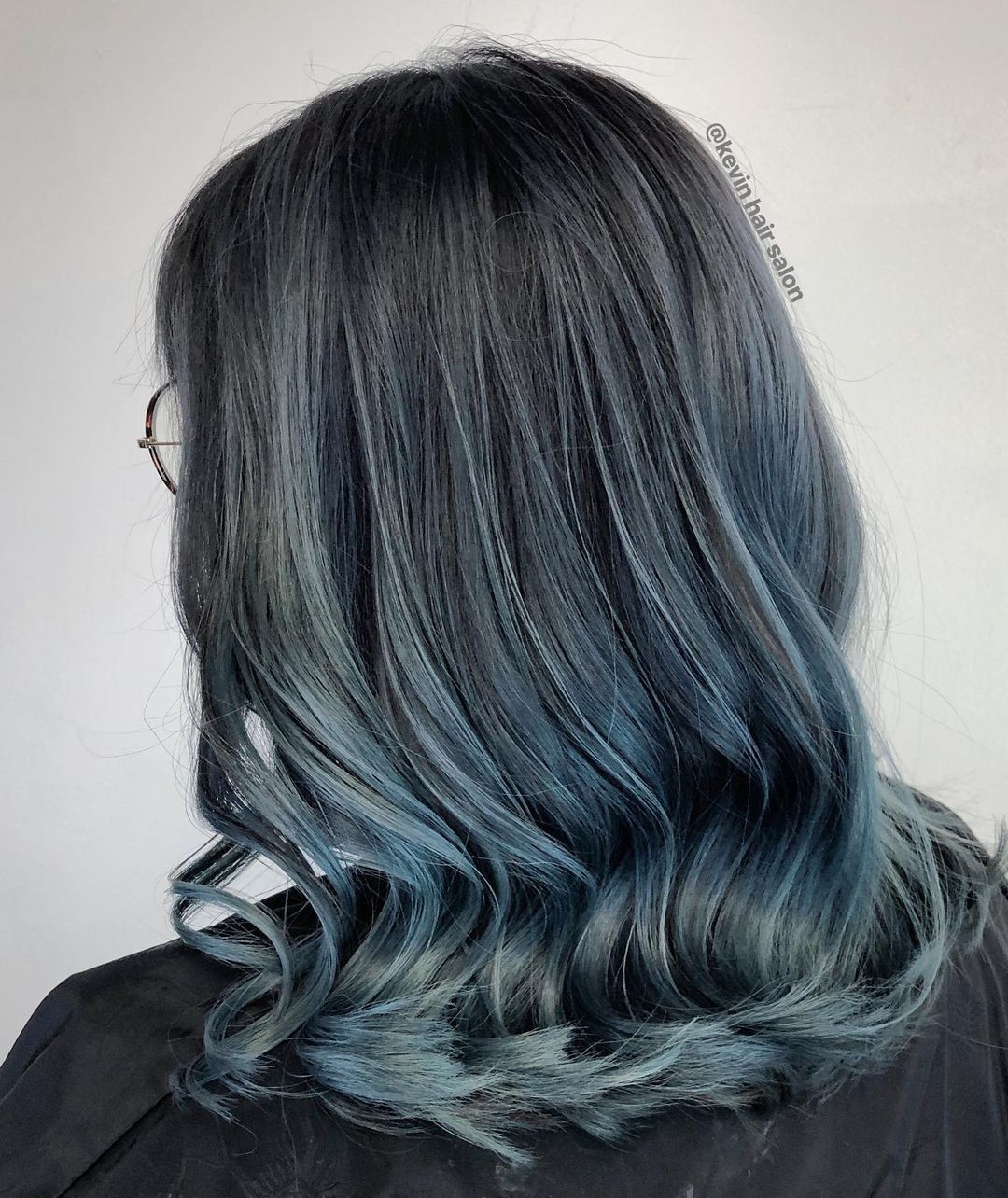 Black to Blue Ombre Hair with Silver Highlights