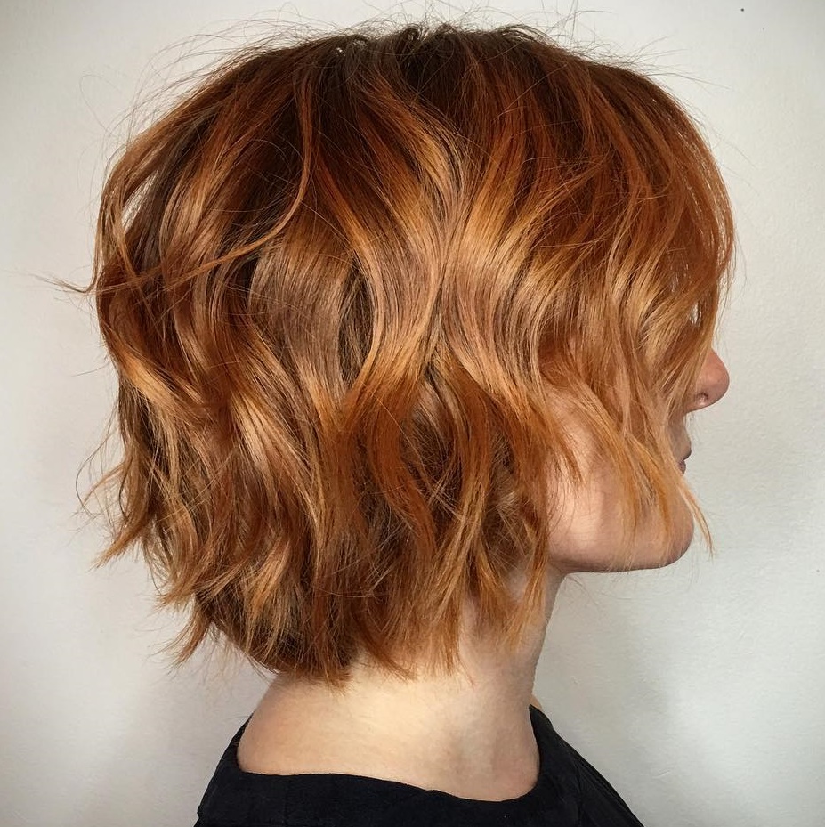 Glossy Red Shaggy Bob