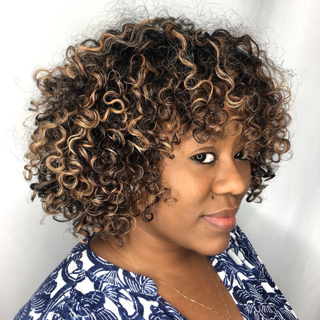 Shorter Layered Ringlets With Highlights