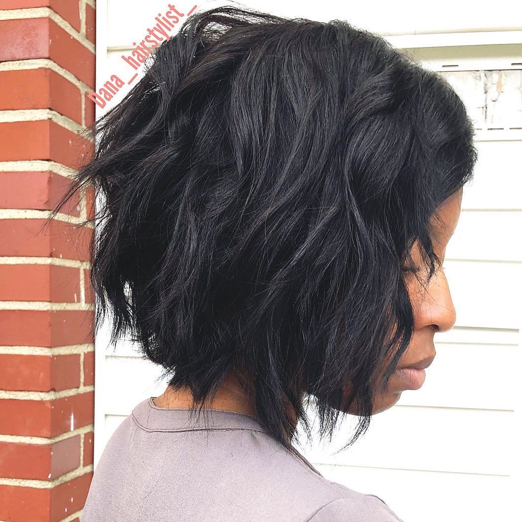 Black Medium Razored Bob