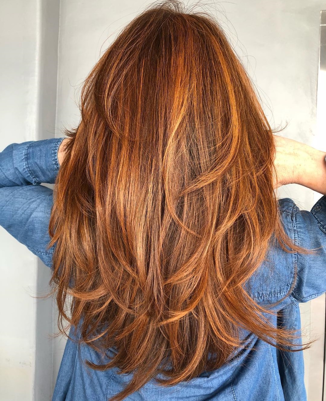 Copper Balayage Hairstyle With Long Layers