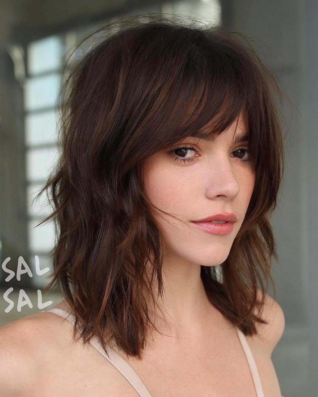 Medium Hairstyle With A Fringe For Thin Hair
