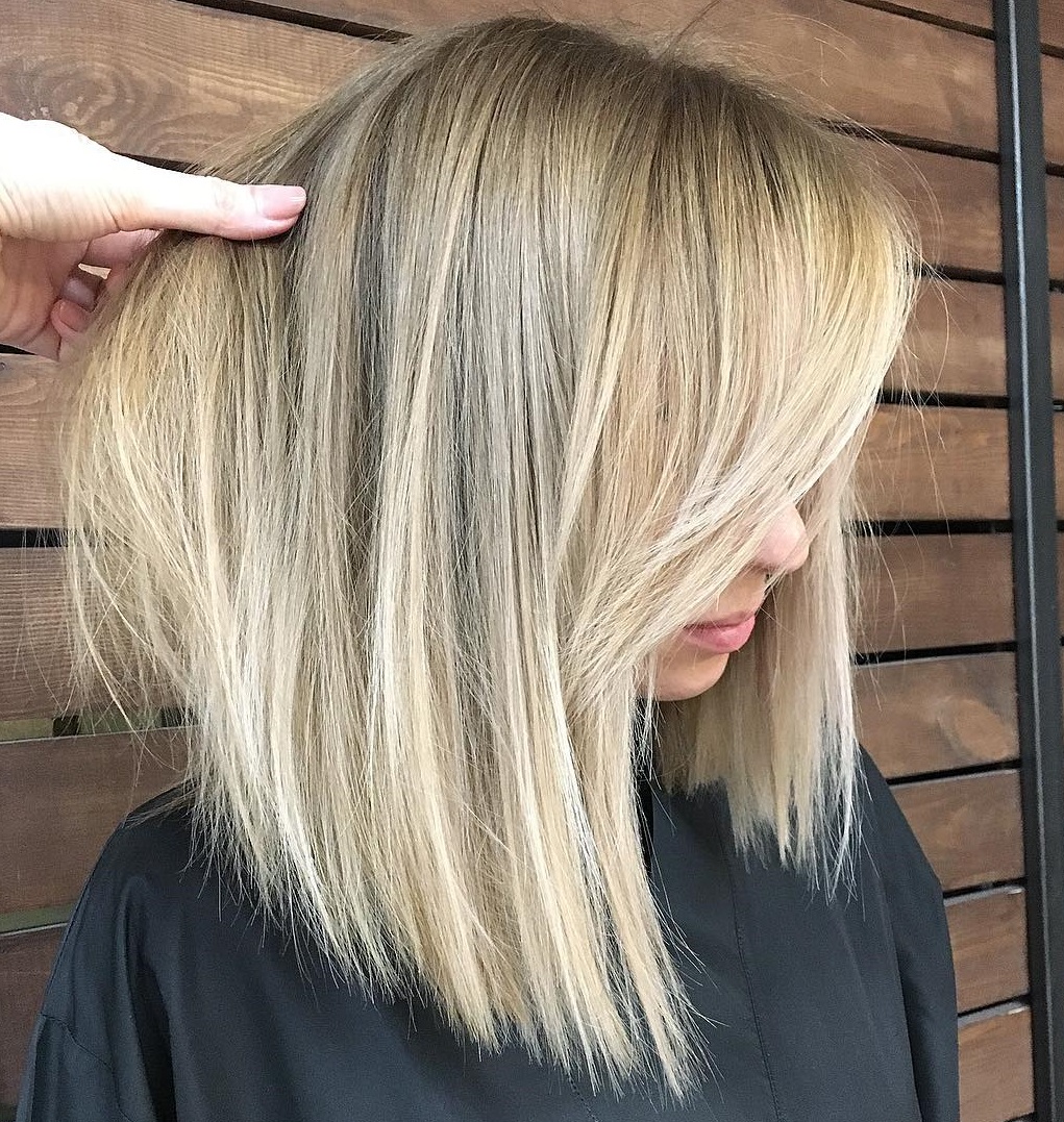 Textured Lob With Long Bangs