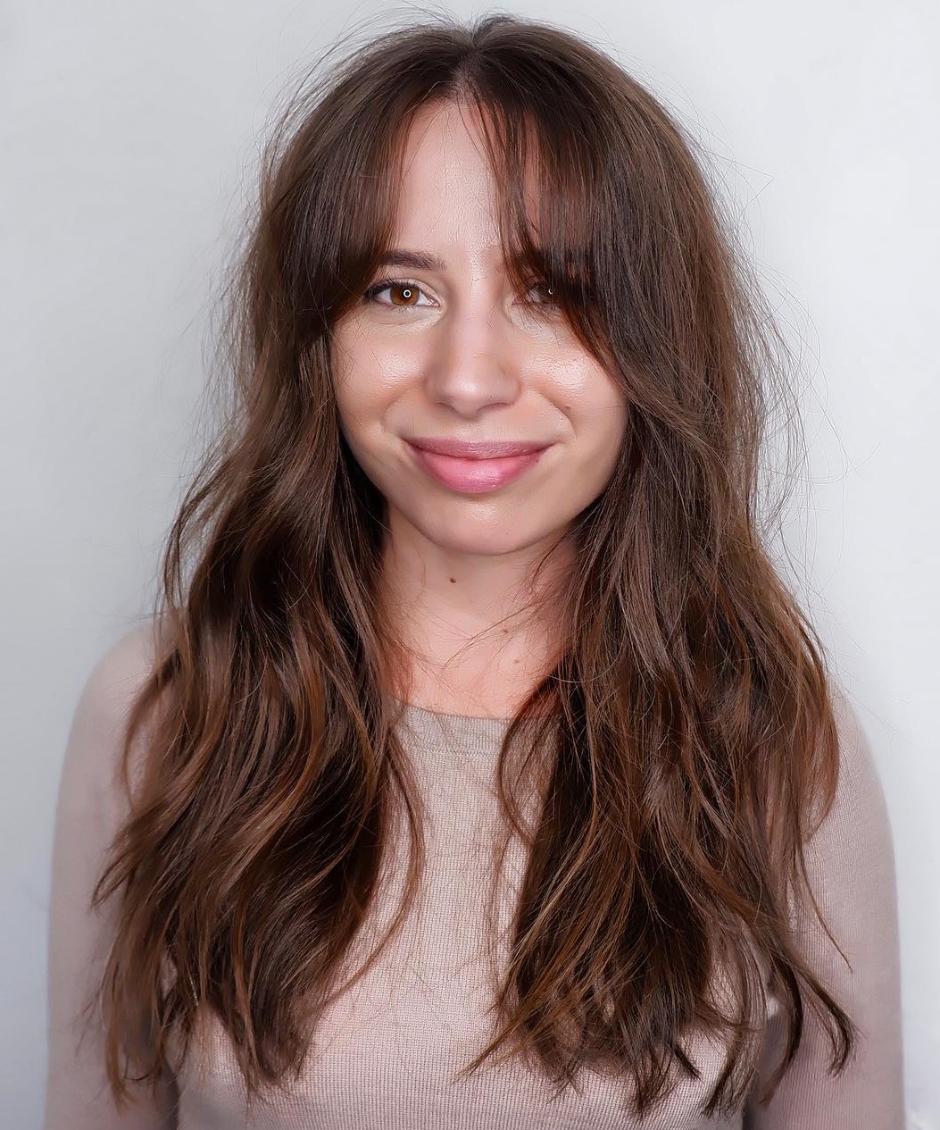 View Curtain Bangs On Long Hair Gif