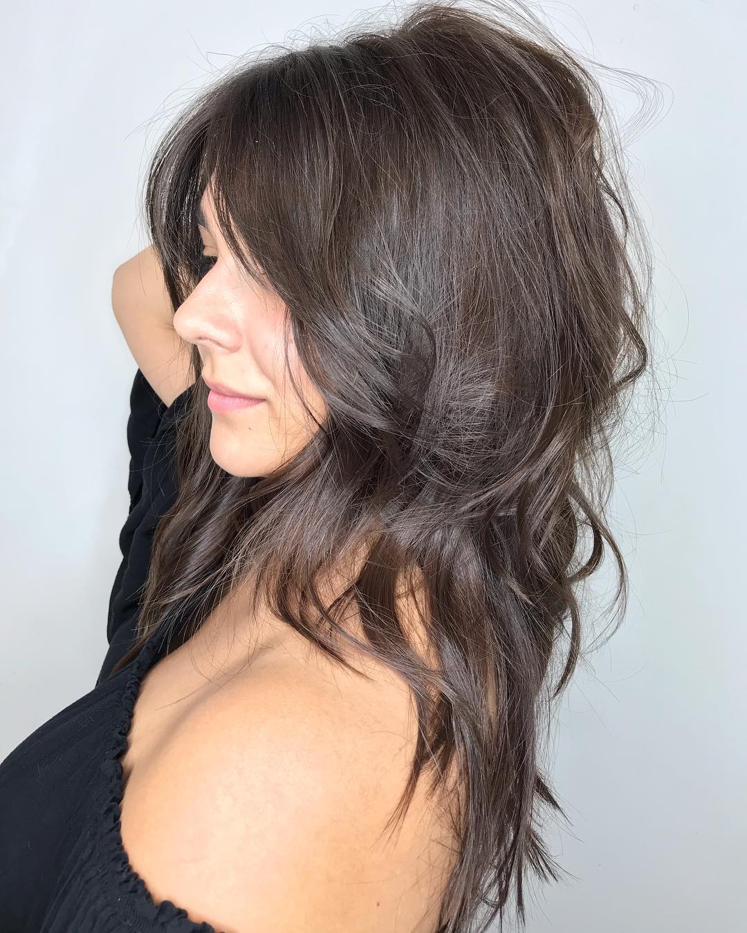 Chocolate Brown Layered Hairstyle For Longer Hair