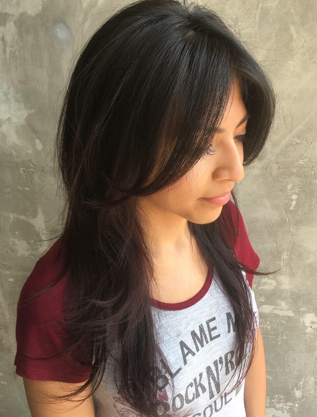 layered haircuts for long black hair