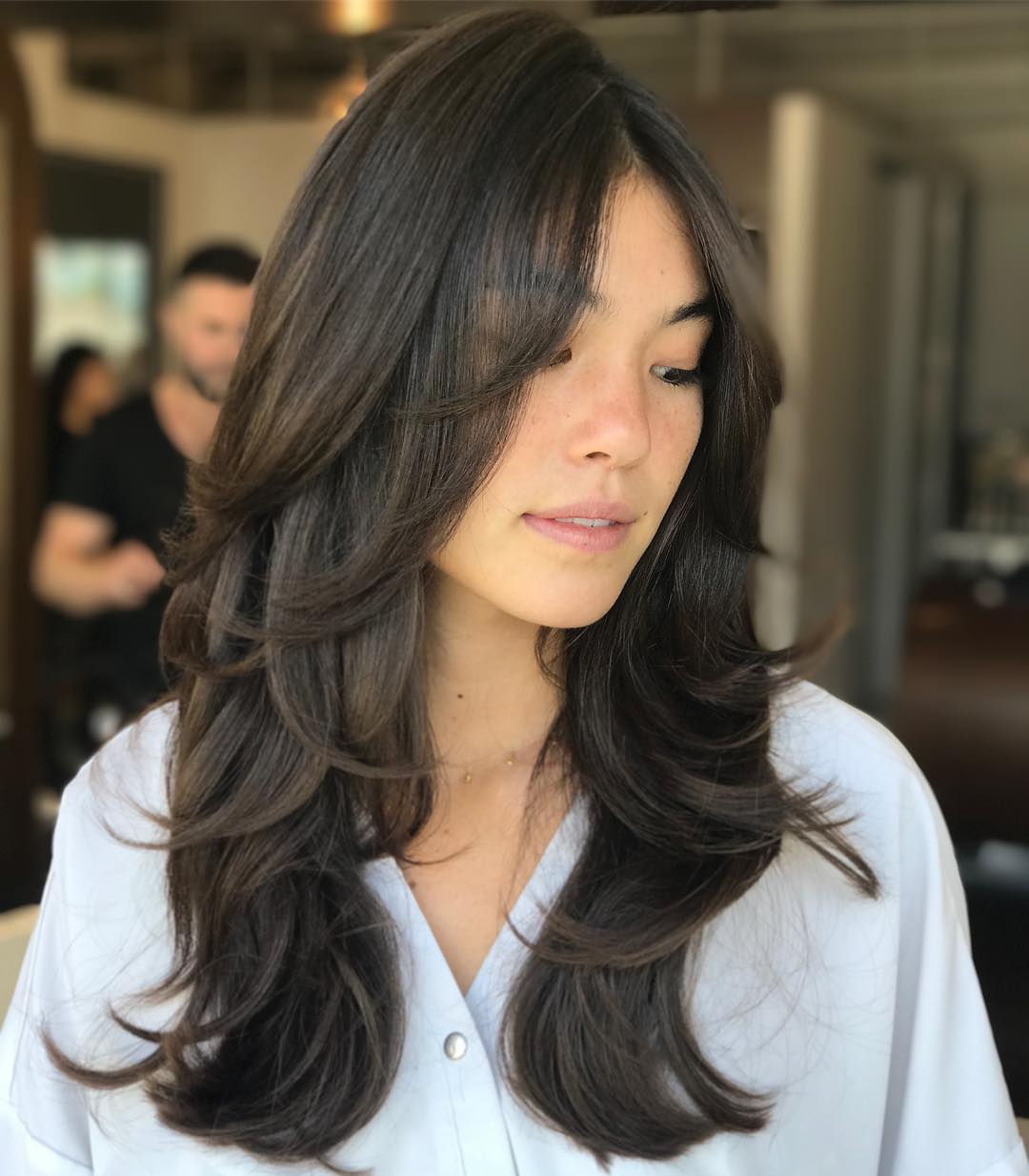 Brunette Hairstyle With Swoopy Layers
