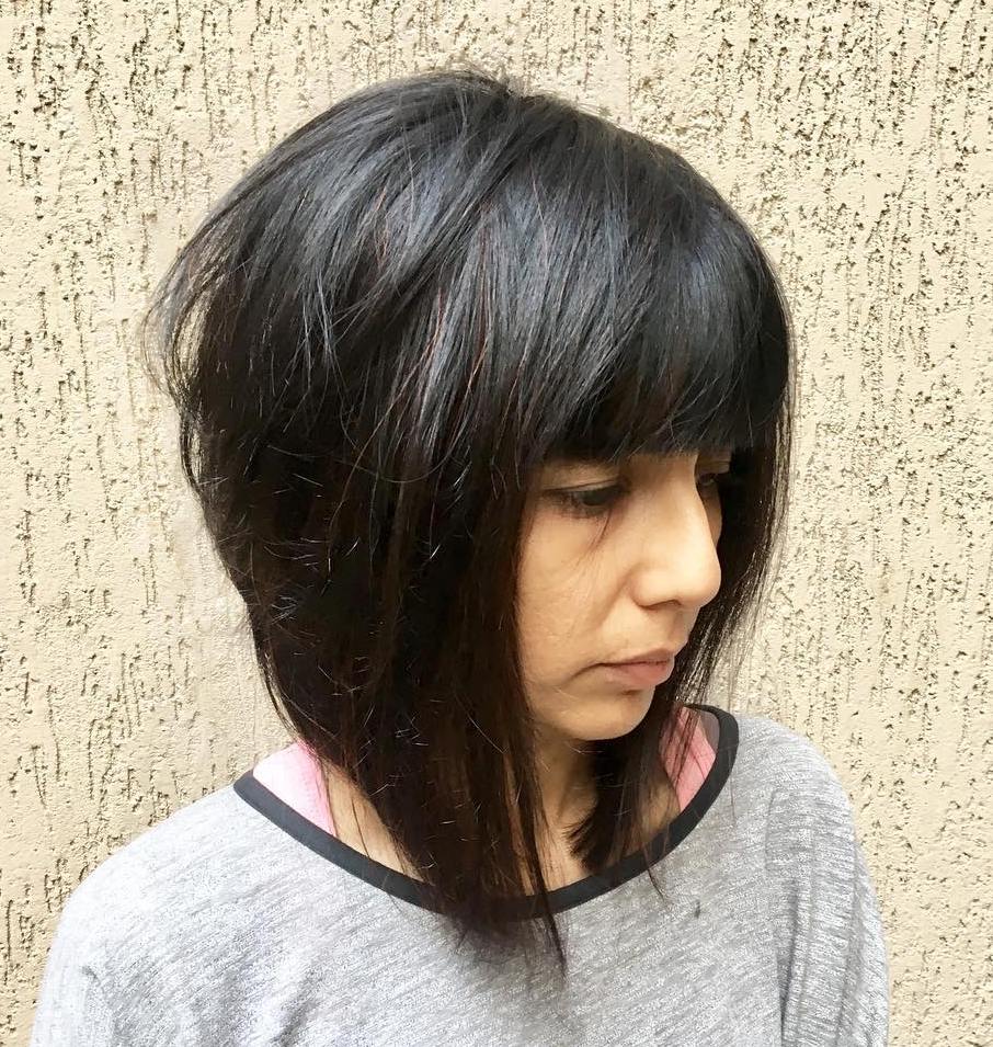 Straight Inverted Bob With A Blunt Fringe