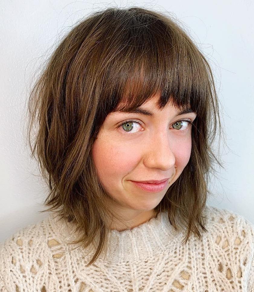 Easy Choppy Bob With A Shaggy Bang