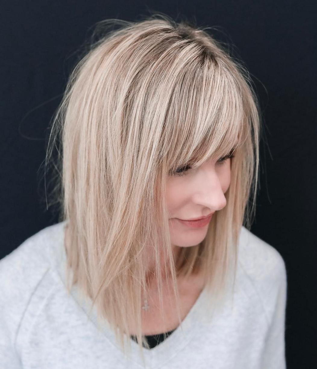 Medium Length Haircut With Bangs For Thin Hair