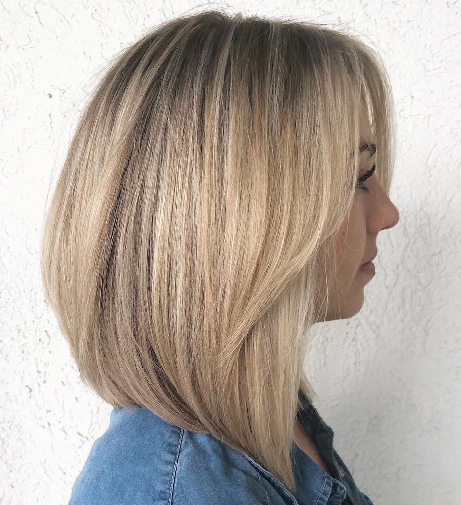 Cool Bronde Lob With Shadow Roots