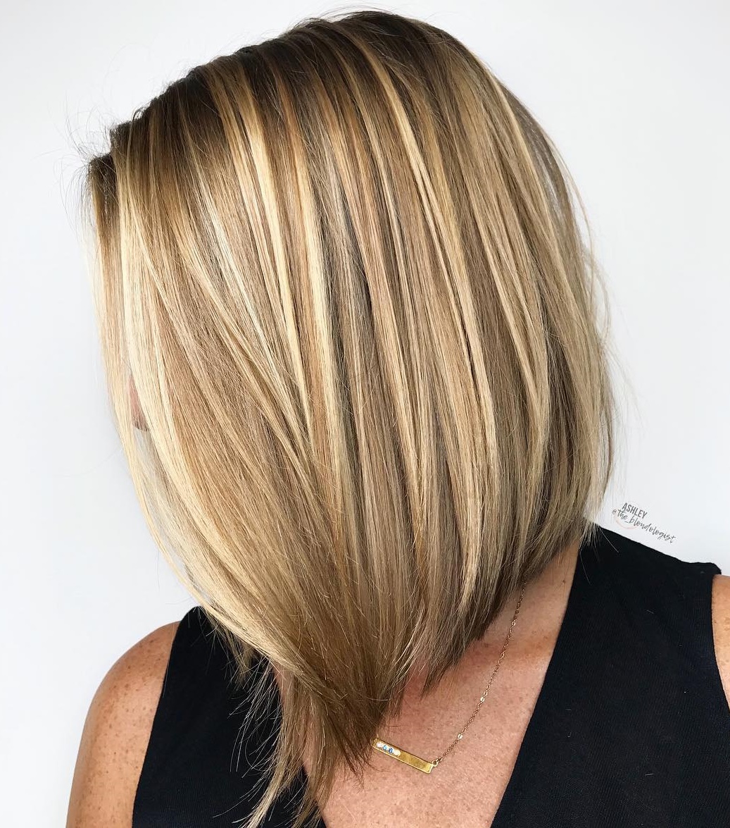 Sleek Lob With Bronde Balayage