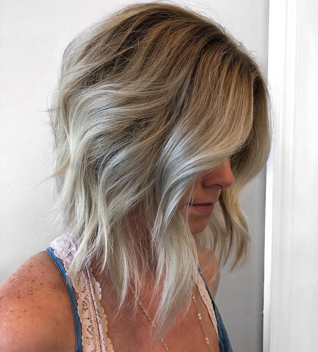 Disconnected Angled Ash Blonde Lob