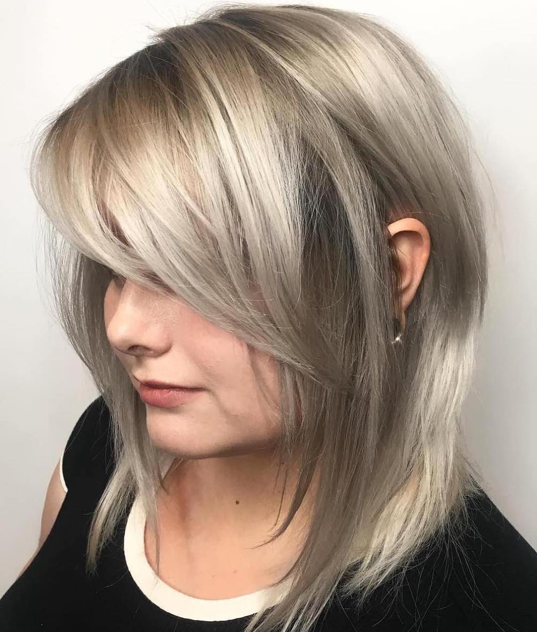 Shine Sleek Ash Blonde Lob For Fine Hair