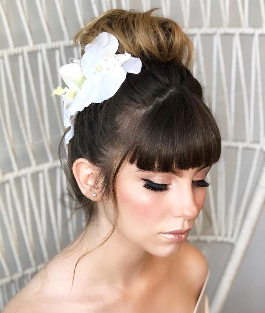 Wedding Updo With Bangs For Medium Hair