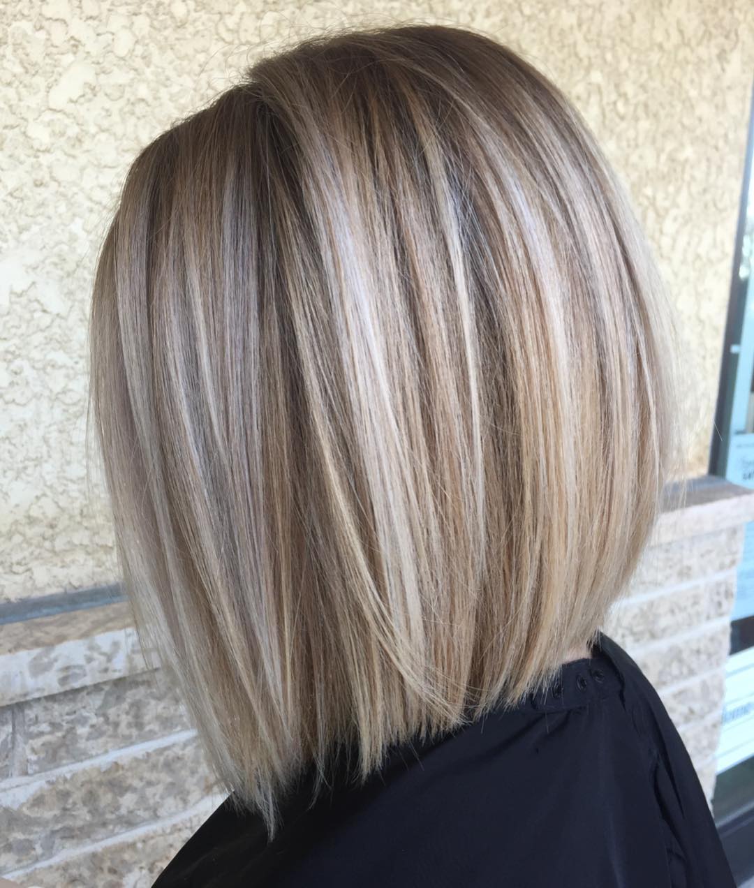 Sleek Bronde Lob With White Highlights